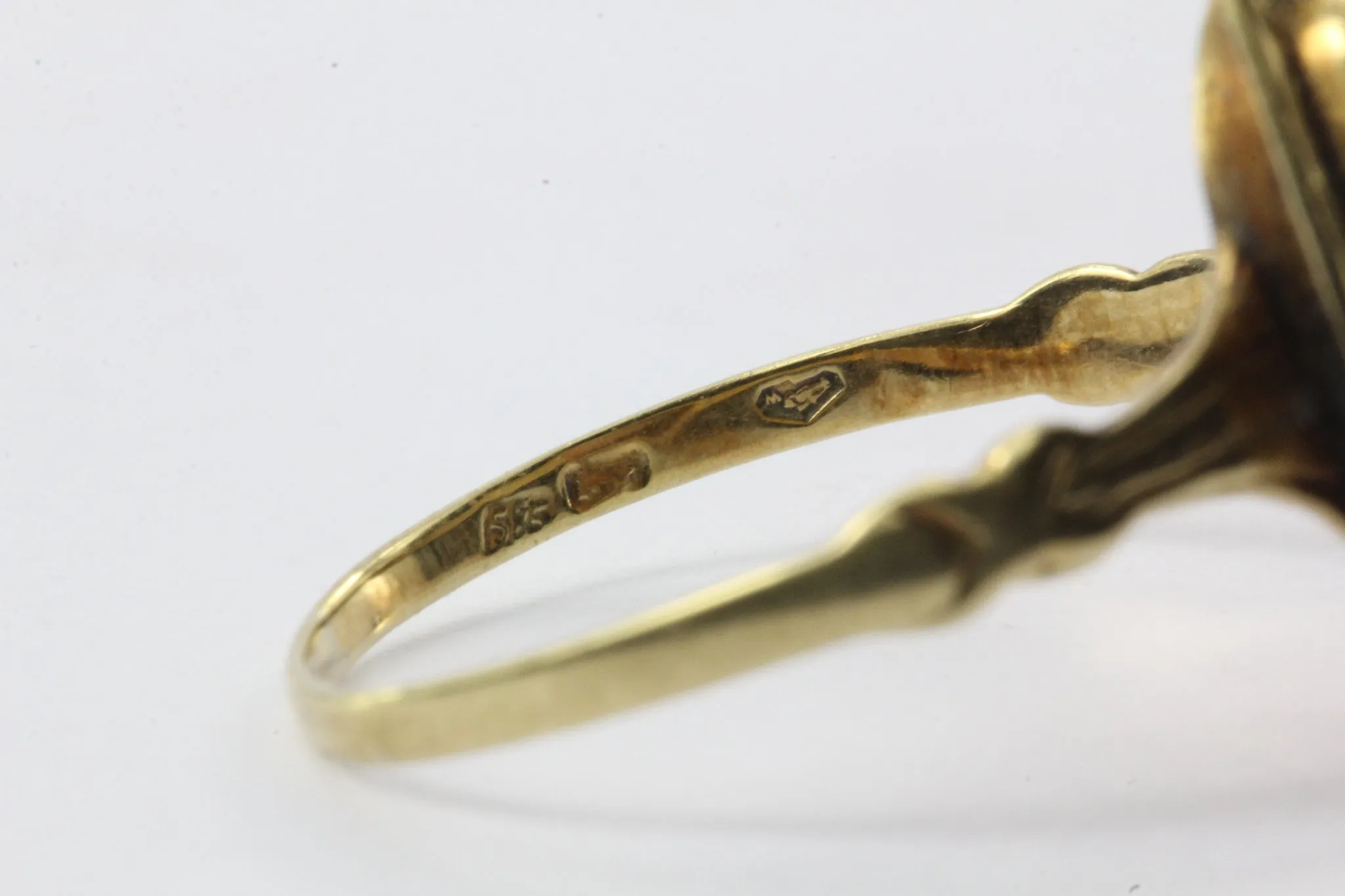 Antique 14K Gold Austrian Carved Art Deco Cameo Ring Vienna Austria