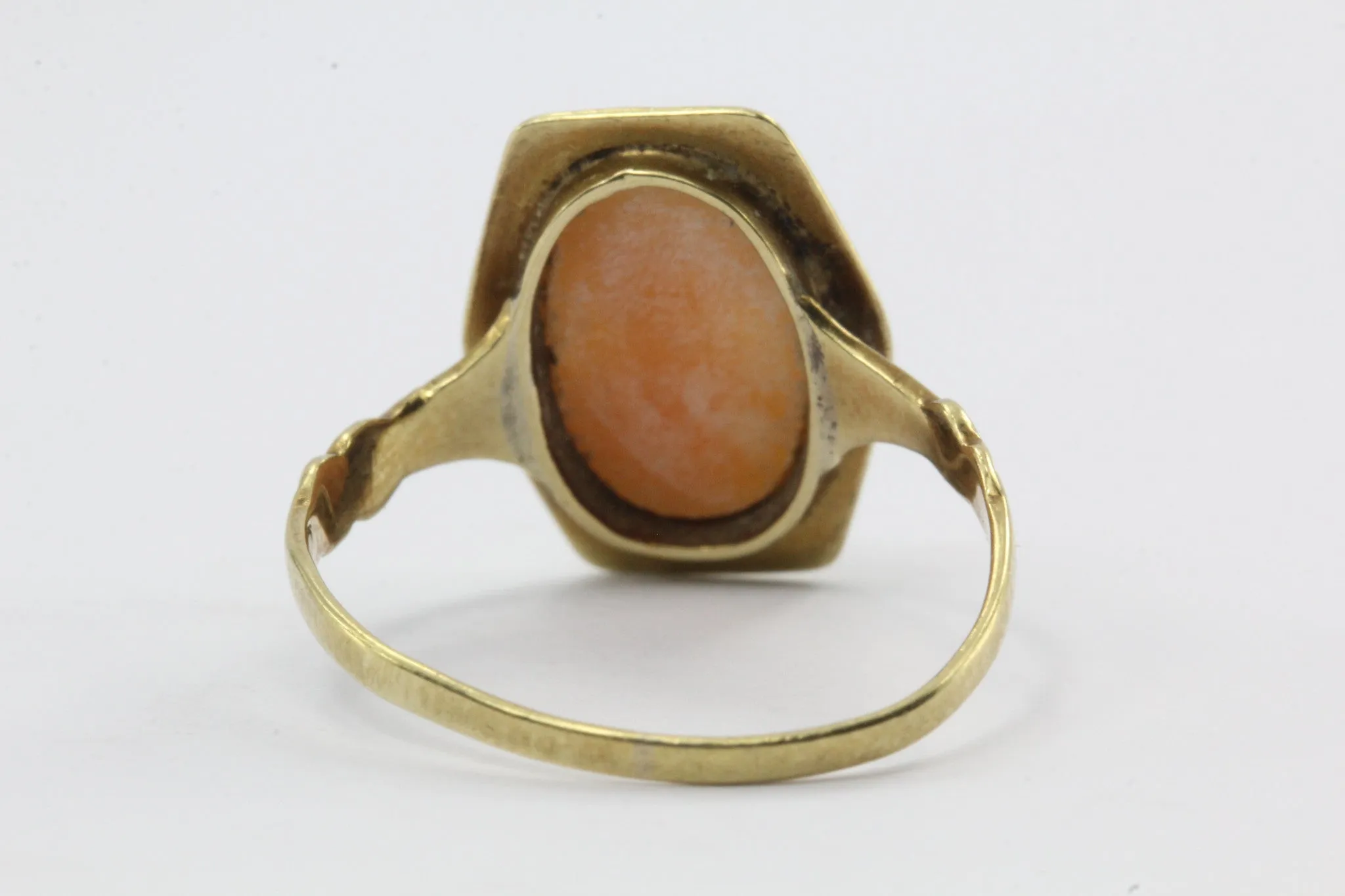 Antique 14K Gold Austrian Carved Art Deco Cameo Ring Vienna Austria