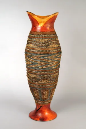 “Apprentice with Cedar Wood” Mixed Media Basket with Hand Turned Wood Base and Lip