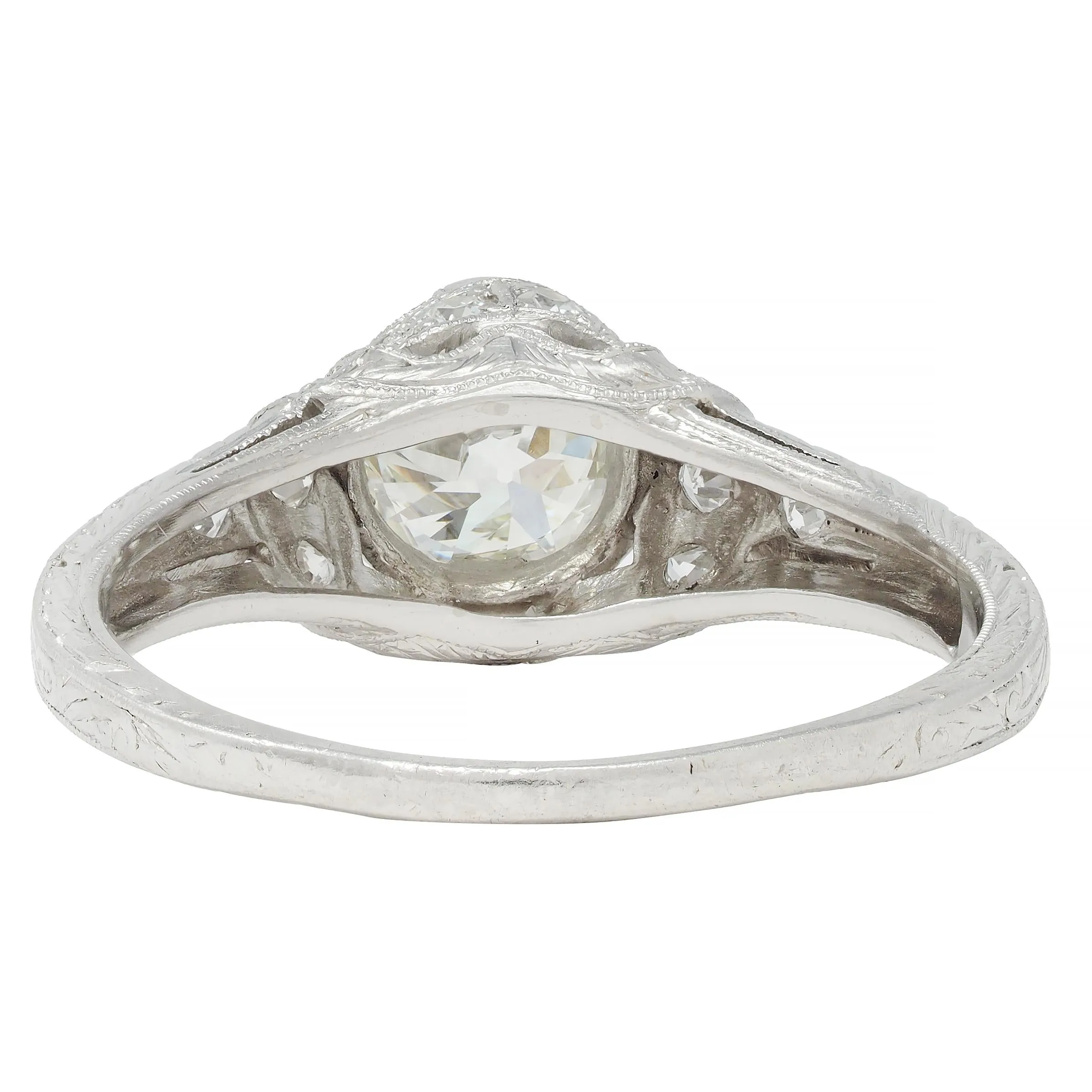 Art Deco 1.05 CTW Old European Cut Diamond Platinum Engagement Ring