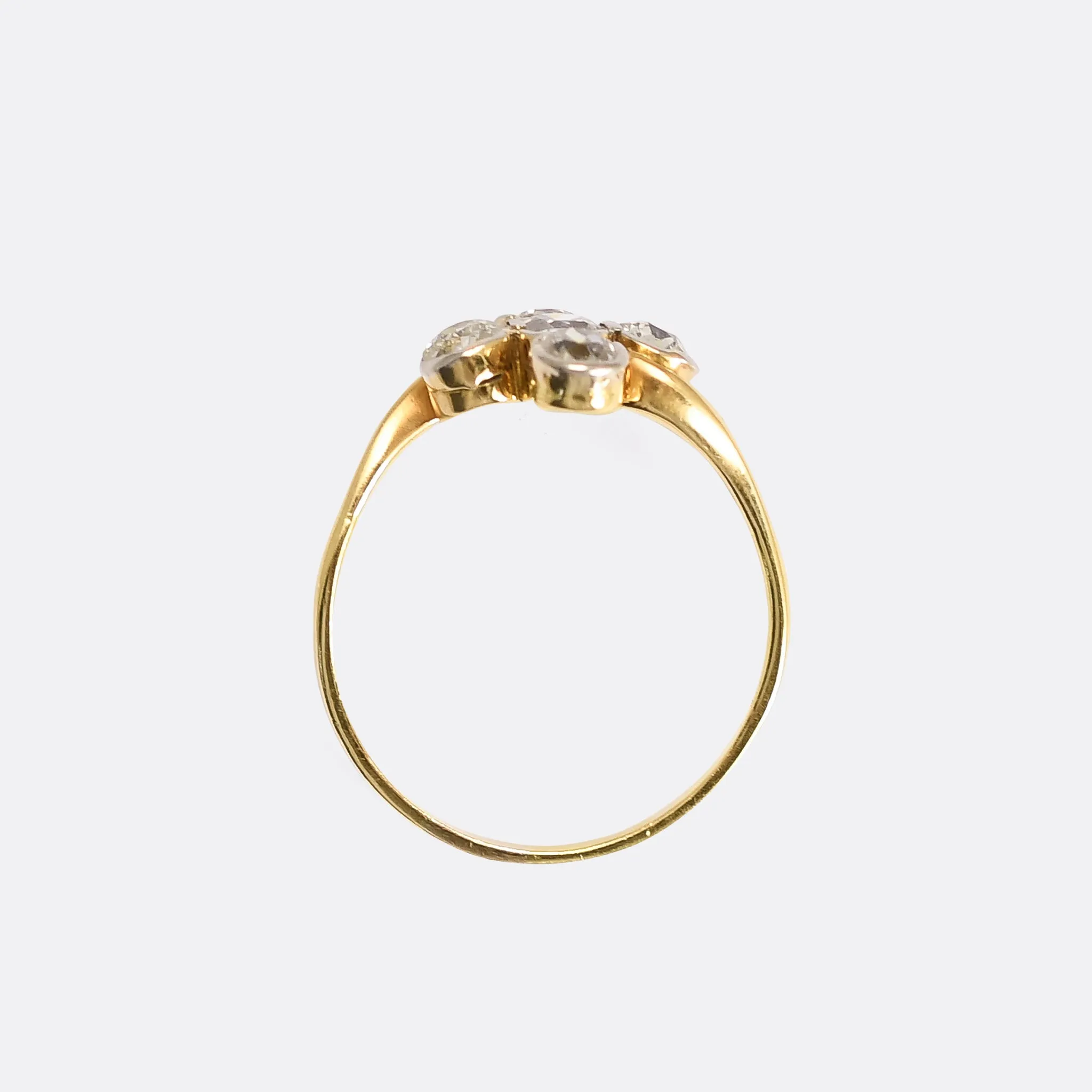 Art Nouveau 5-Stone Old Cut Diamond Compass Points Ring