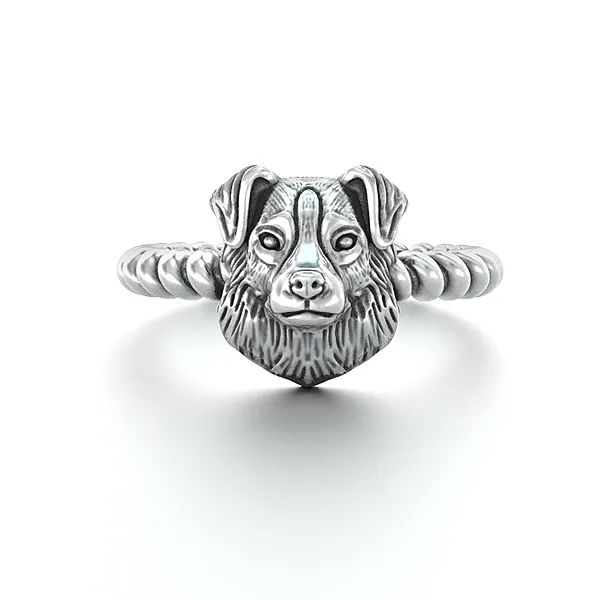 Australian Shepherd Breed Jewelry Twisted Wire Rope Ring