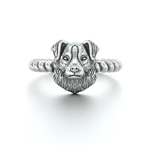 Australian Shepherd Breed Jewelry Twisted Wire Rope Ring