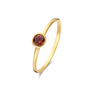 Baguette Brune 14 karat gold ring with brown zirconia