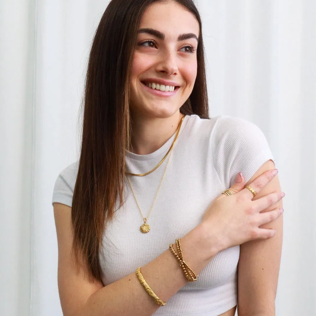 Bali | Gold Plated Shell Adjustable Ring