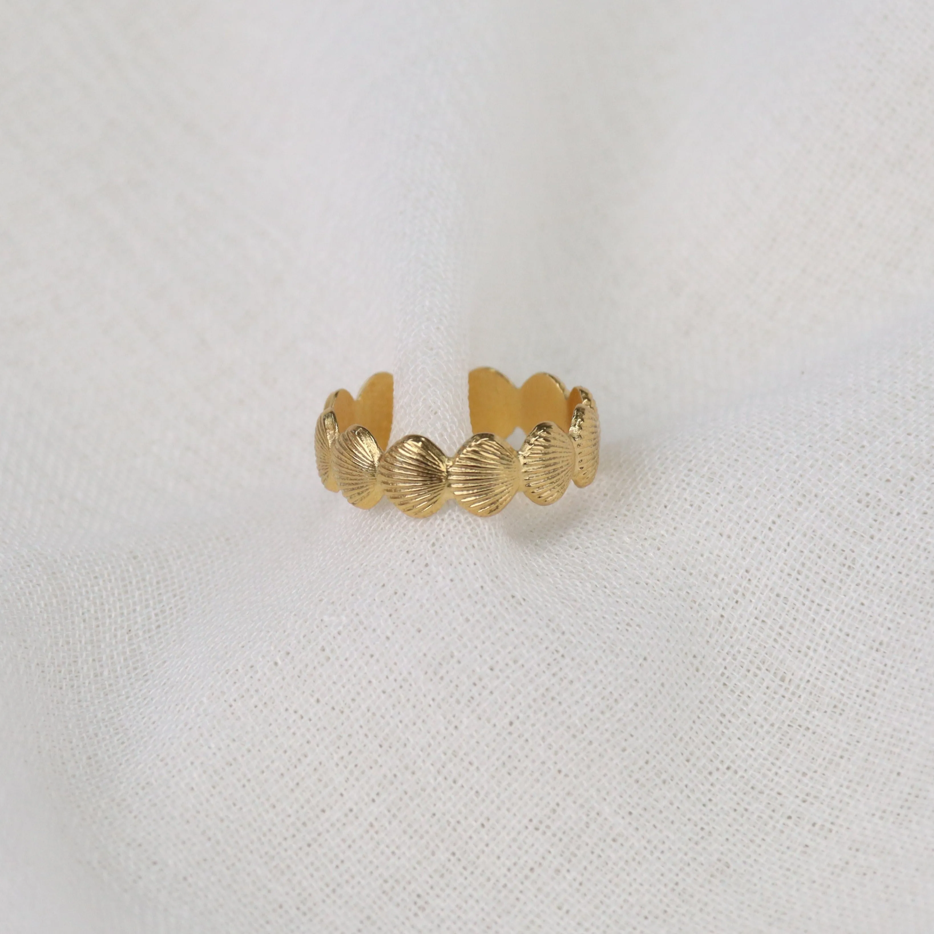 Bali | Gold Plated Shell Adjustable Ring