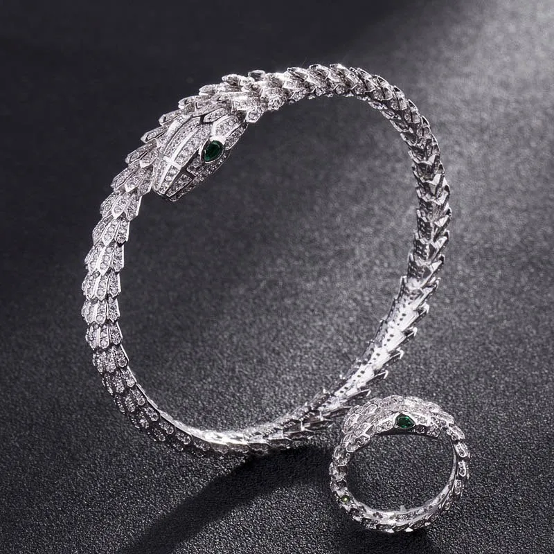 Bangle And Ring Adjustable Snake bracelet