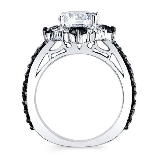 Barkev's Compass Set Black Diamond Halo Engagement Ring