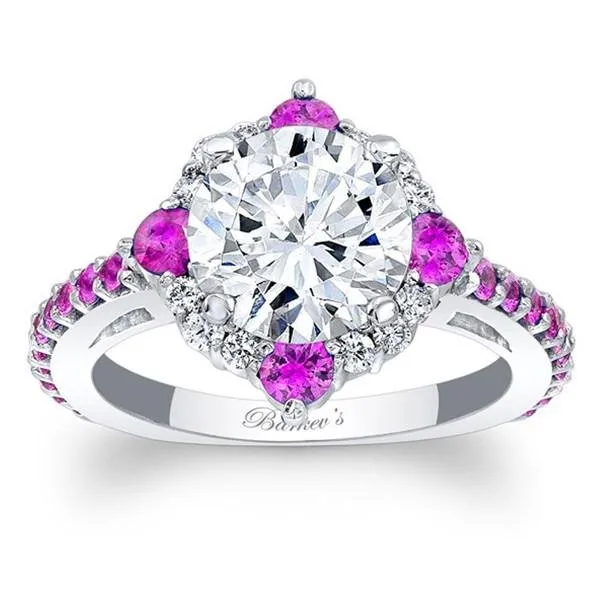 Barkev's Pink Sapphire Compass Halo Diamond Engagement Ring