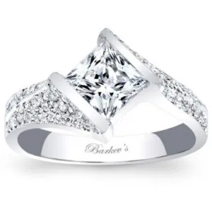 Barkev's Princess Cut Diamond Pave Tension Twist Half Bezel Set Engagement Ring