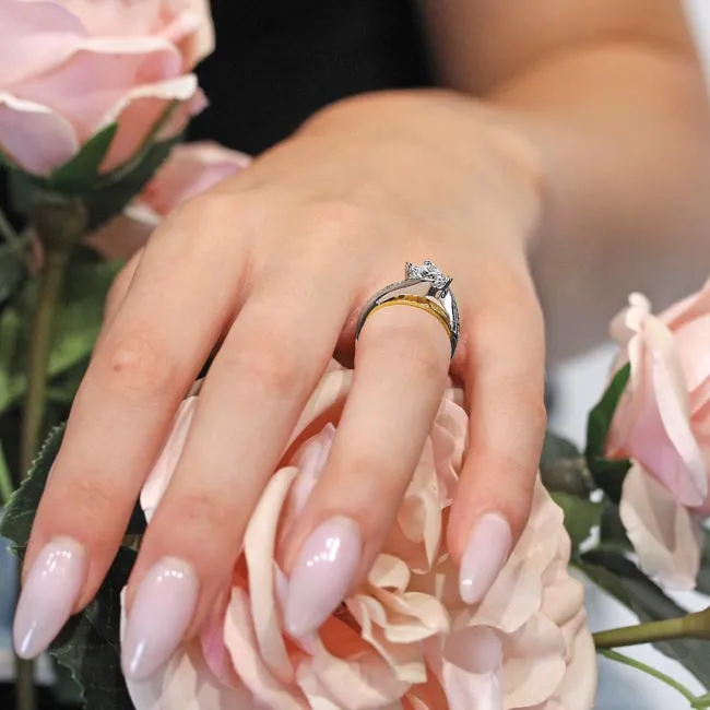 Barkev's Swirl Compass Set Princess Diamond Engagement Ring