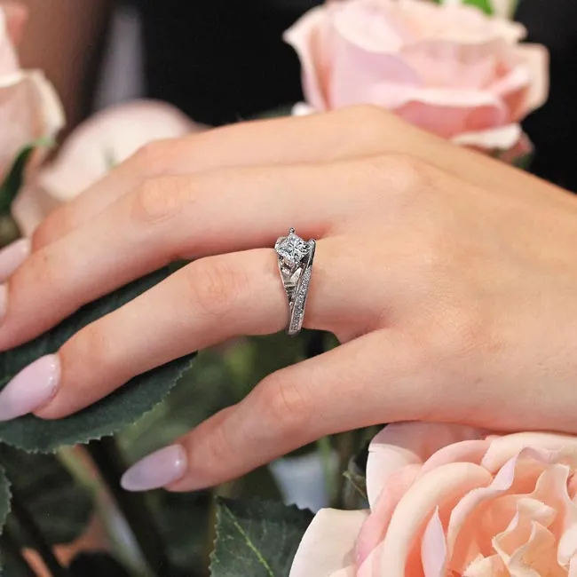 Barkev's Swirl Compass Set Princess Diamond Engagement Ring