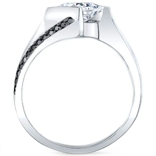 Barkev's Tension Twist Half Bezel Set Princess-Cut Black Diamond Engagement Ring