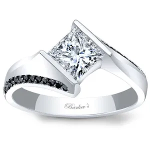 Barkev's Tension Twist Half Bezel Set Princess-Cut Black Diamond Engagement Ring