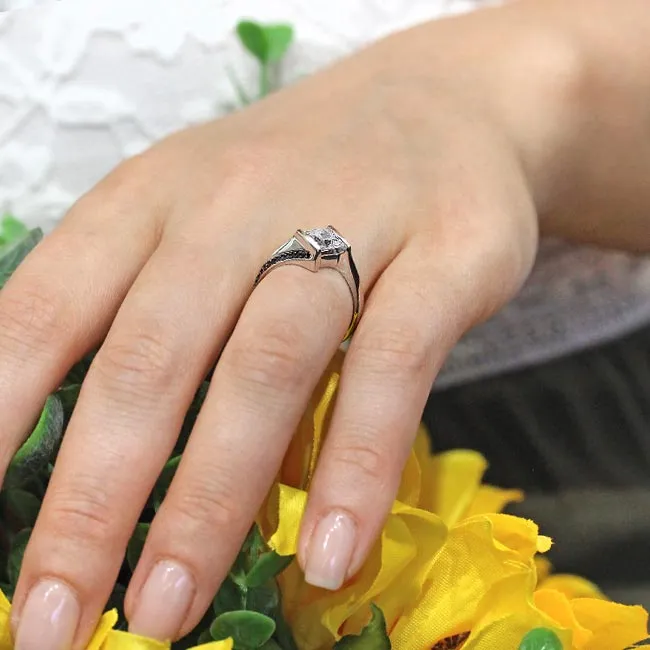Barkev's Tension Twist Half Bezel Set Princess-Cut Black Diamond Engagement Ring