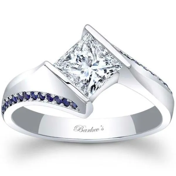 Barkev's Tension Twist Half Bezel Set Princess-Cut Blue Sapphire Engagement Ring