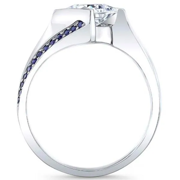 Barkev's Tension Twist Half Bezel Set Princess-Cut Blue Sapphire Engagement Ring