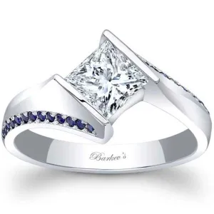 Barkev's Tension Twist Half Bezel Set Princess-Cut Blue Sapphire Engagement Ring