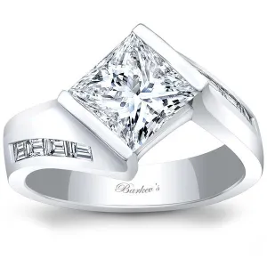 Barkev's Tension Twist Half Bezel Set Princess Cut Diamond Baguette Engagement Ring
