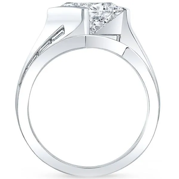 Barkev's Tension Twist Half Bezel Set Princess Cut Diamond Baguette Engagement Ring
