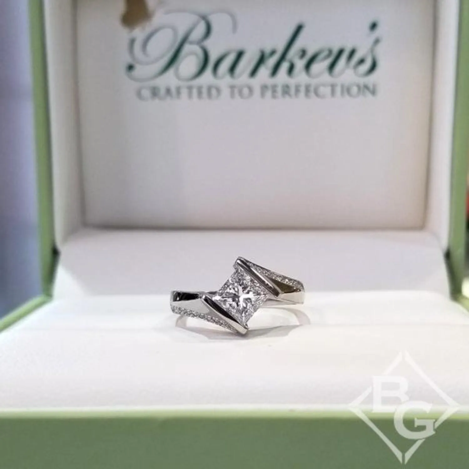 Barkev's Tension Twist Half Bezel Set Princess-Cut Diamond Engagement Ring