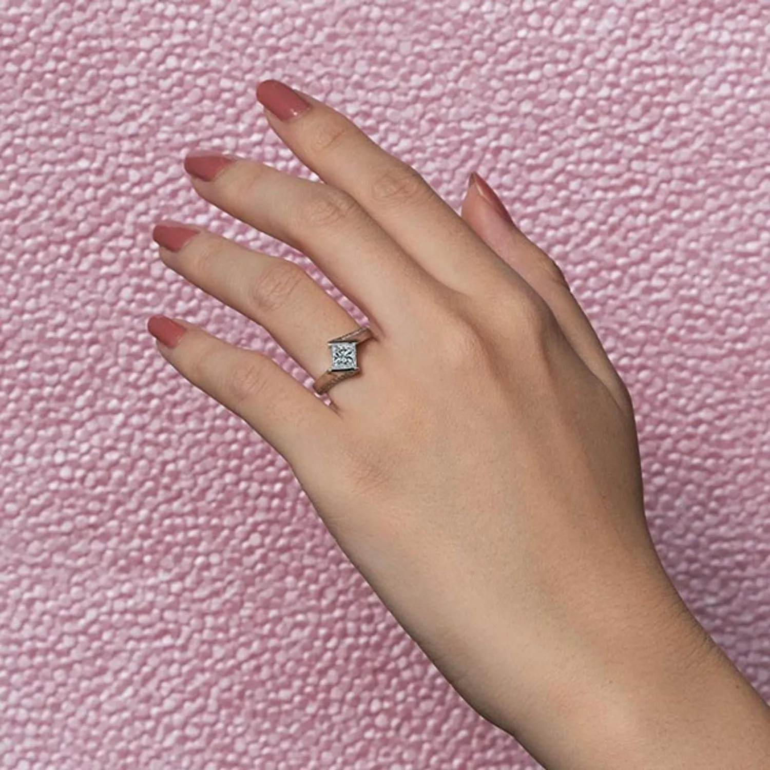 Barkev's Tension Twist Half Bezel Set Princess-Cut Diamond Engagement Ring