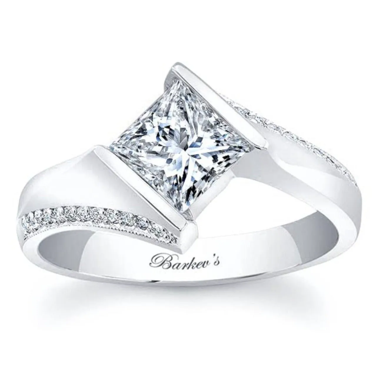 Barkev's Tension Twist Half Bezel Set Princess-Cut Diamond Engagement Ring