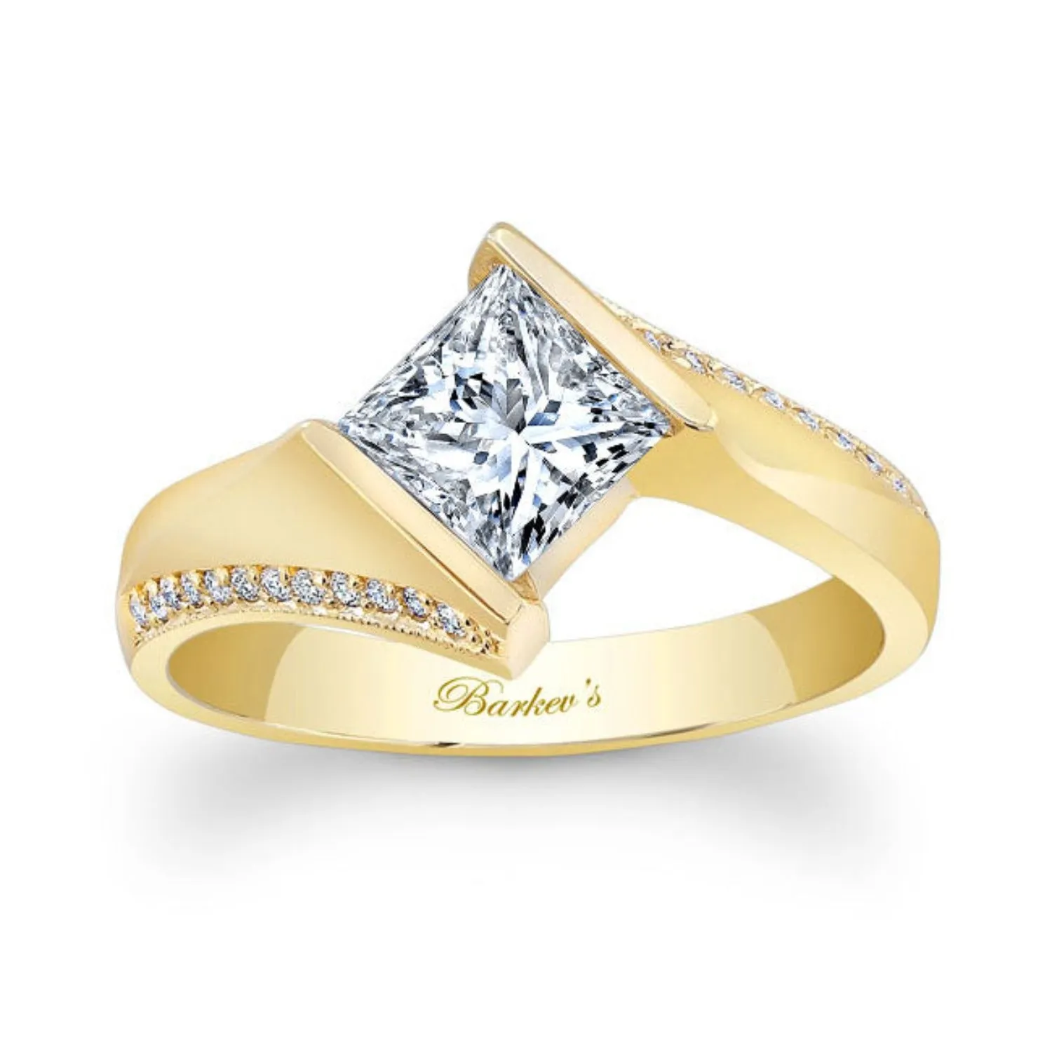 Barkev's Tension Twist Half Bezel Set Princess-Cut Diamond Engagement Ring
