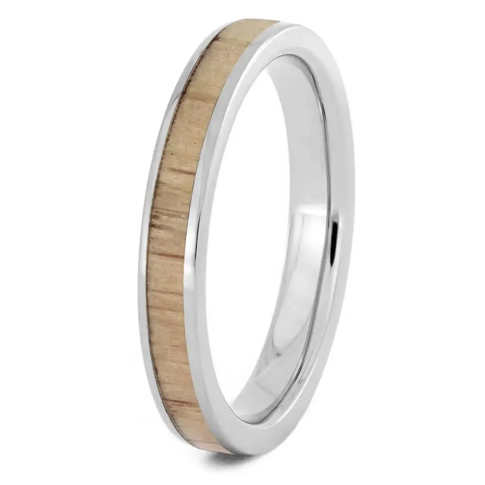 Baseball Bat Wedding Band for Women with White Ash Wood