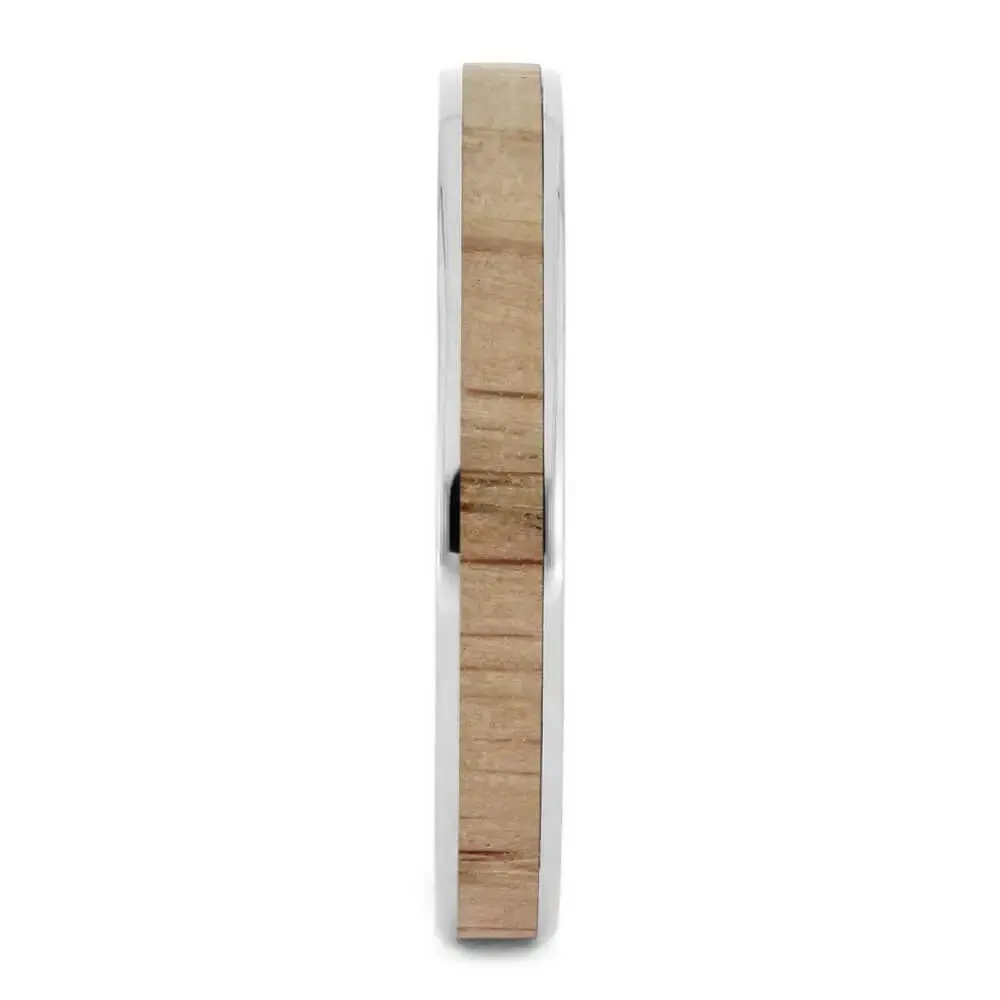 Baseball Bat Wedding Band for Women with White Ash Wood