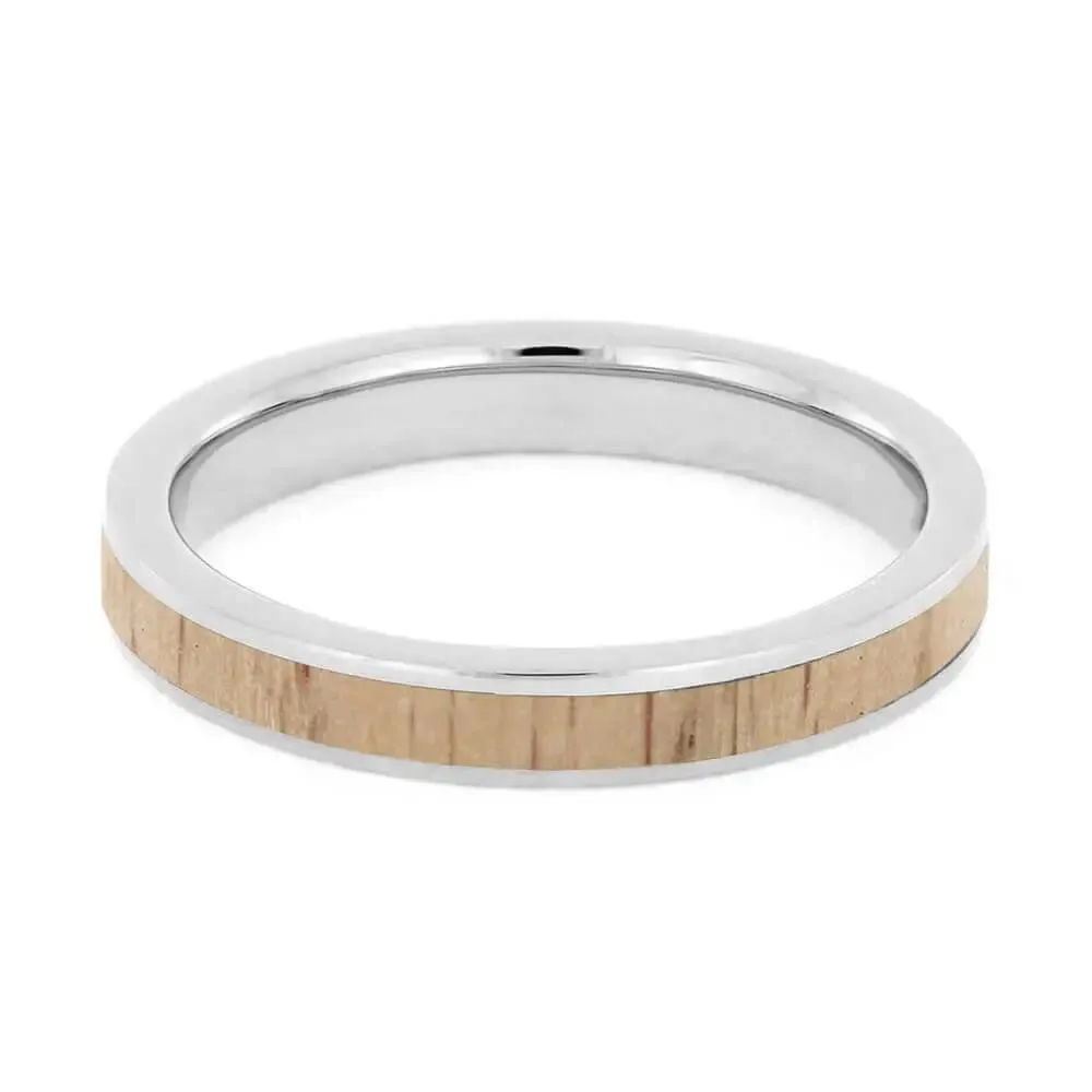 Baseball Bat Wedding Band for Women with White Ash Wood