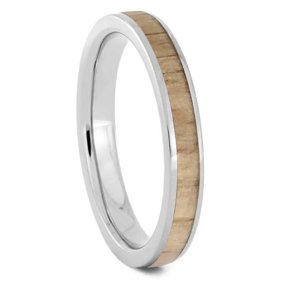 Baseball Bat Wedding Band for Women with White Ash Wood