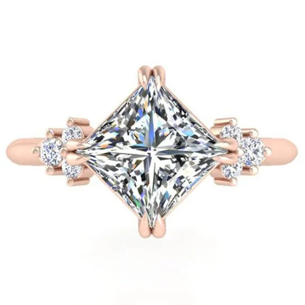 Ben Garelick Princess Cut Compass Set Moon Glow Diamond Engagement Ring