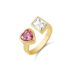 Bezel Heart Baguette Stone Ring