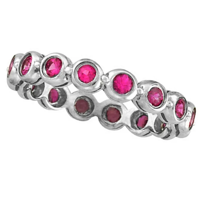 BEZEL SET ETERNITY ROSE SAPPHIRE RING BAND 14K GOLD (1.1 CTW)