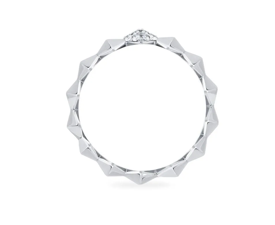 Birks 18K White Gold Rock and Pearl 0.07ctw Diamond Stacking Ring Size 6