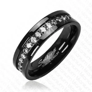 Black Ion Plated Titanium Eternity Ring with 0.90 Carat of Recessed Set CZs. Couple Ring