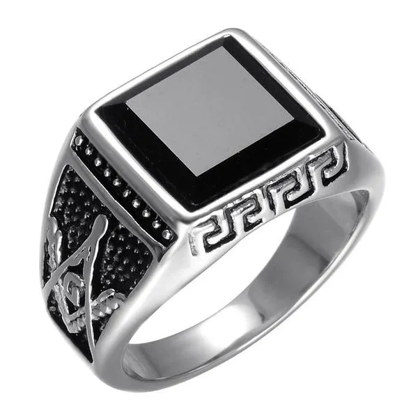 Black Stone Freemason Ring