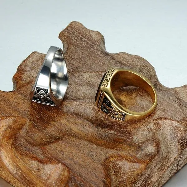 Black Stone Freemason Ring