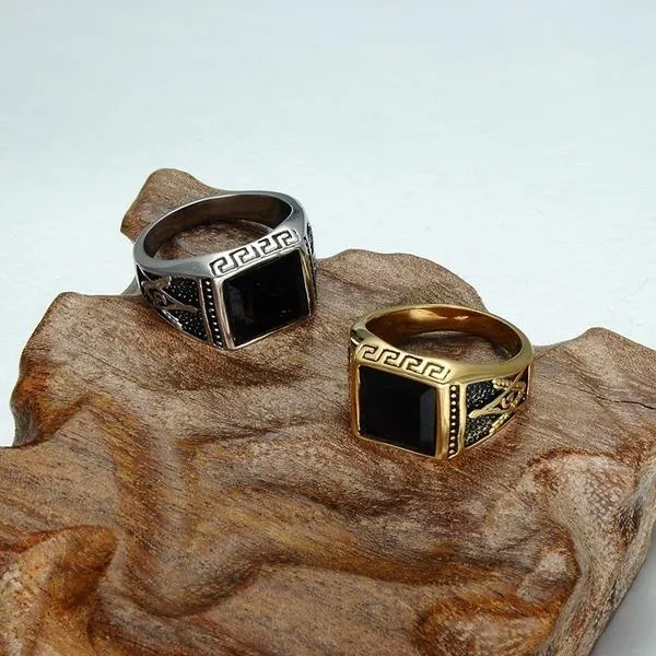 Black Stone Freemason Ring