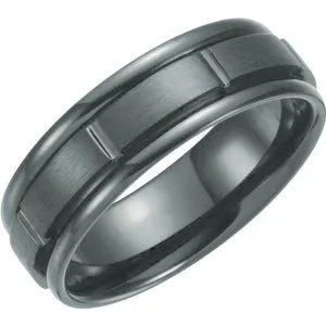 Black Titanium 7 mm Grooved Band Size 10.5