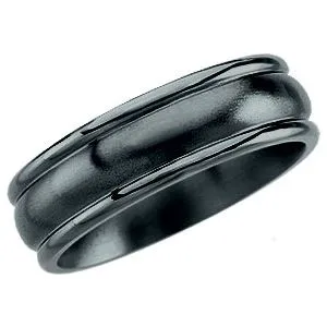 Black Titanium 7.5 mm Grooved Band Size 8