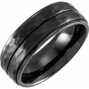 Black Titanium 8 mm Grooved Flat Edge Band Size 12