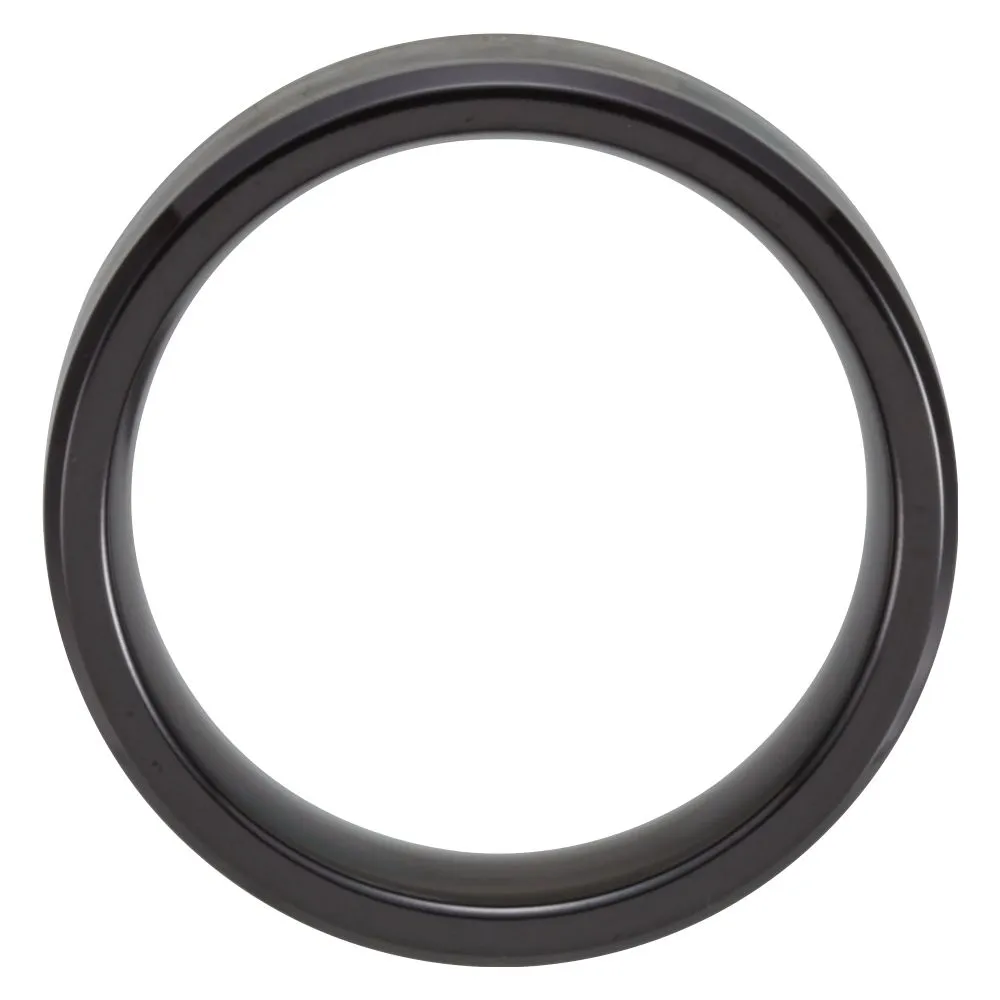 Black Titanium 8mm Beveled Band with Black Carbon Fiber Inlay , Size 10.5