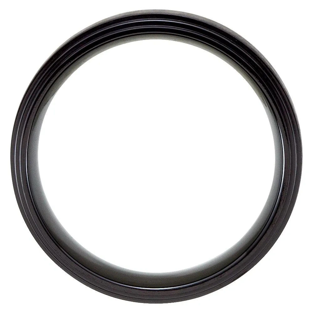 Black Titanium 8mm Double Ridged Band Size 8.5