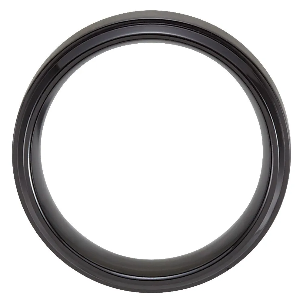 Black Titanium 9mm Ridged Band Size 12.5