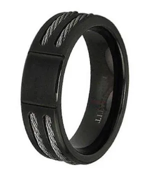 Black Titanium Two Cable Ring - 7mm