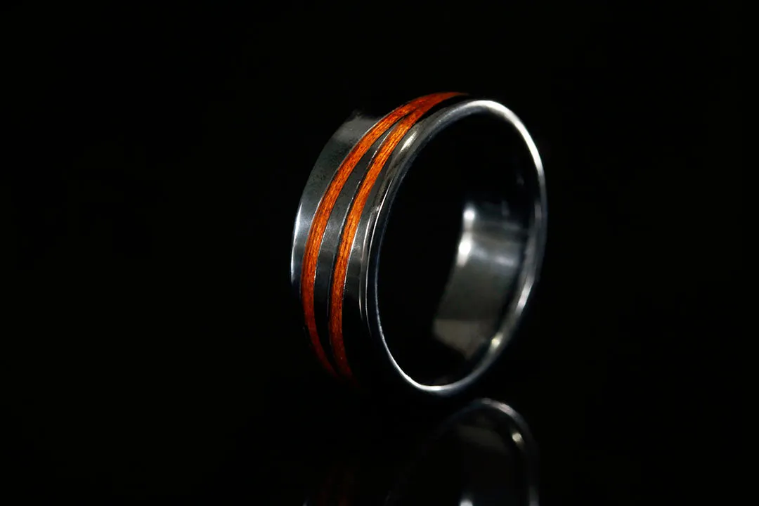 BLACK TITANIUM WITH REDHEART WOOD DIAGONAL INLAYS