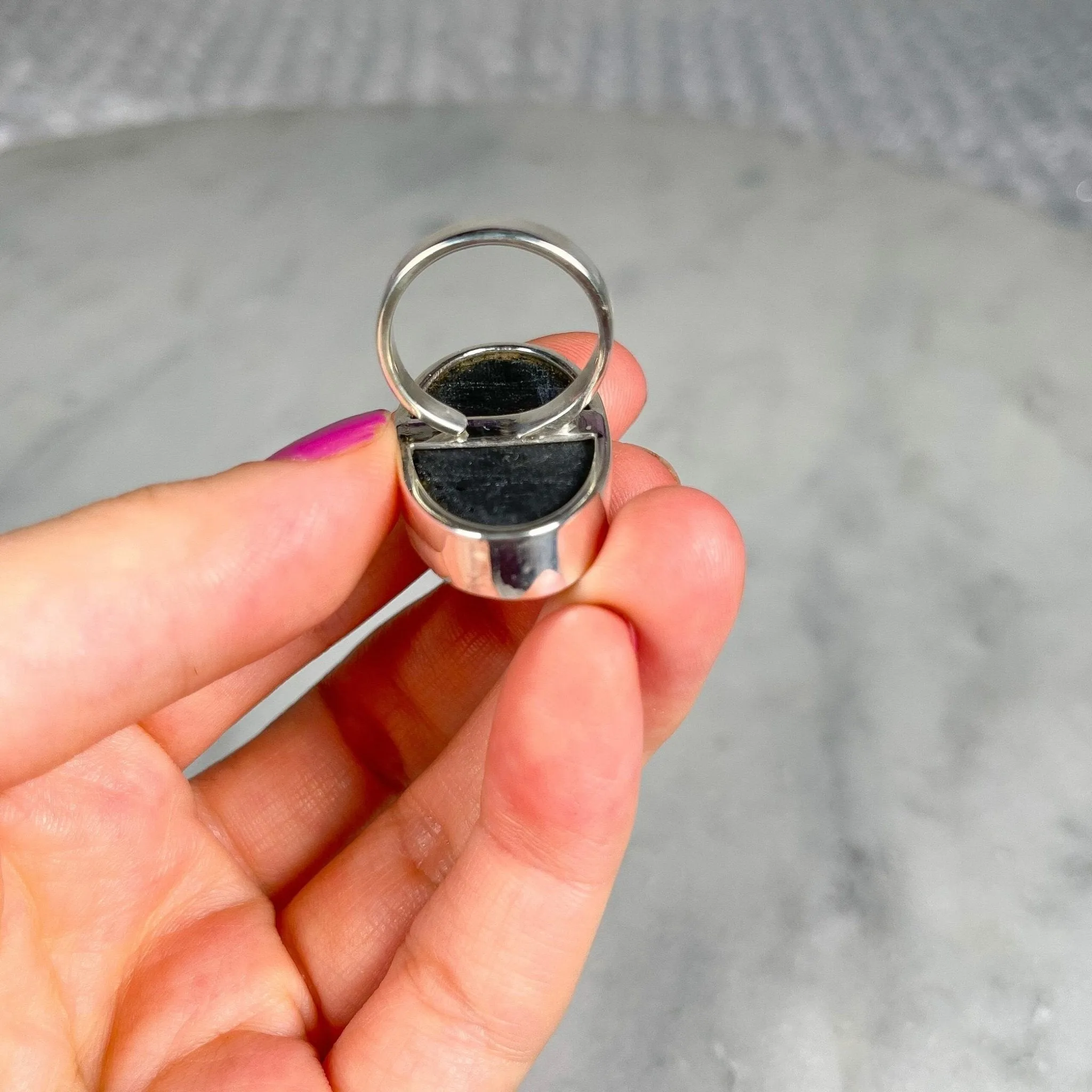 Black Tourmaline Adjustable Sterling Silver Rings