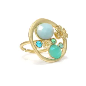 BLUE AND TURQUOISE STONE CRYSTAL ADJUSTABLE  RINGS #202GN5101 (3B3)